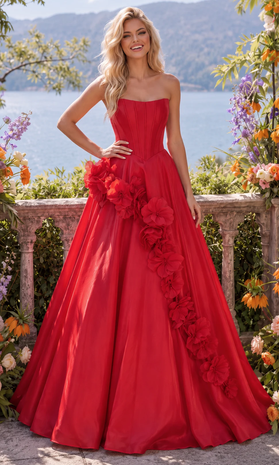 AI fashion visual of a model &mdash; Red dress