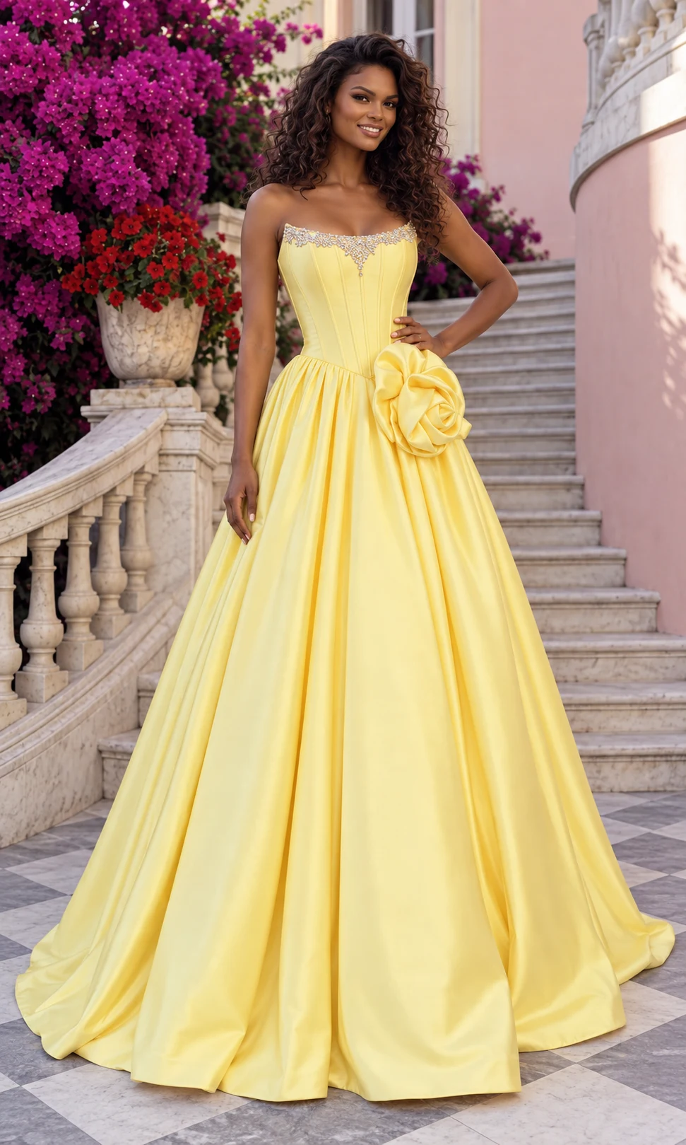 AI fashion visual of a model &mdash; Yellow dress
